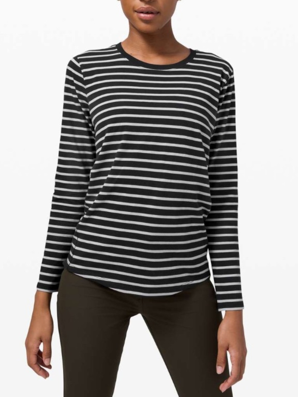 Lululemon Ever Ready Long Sleeve Top in Yachtie Stripe Black Chrome Size 6